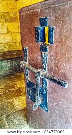 Ancient Lock To Prison Door, Knights Of St. John Dated 1700, On The Island Of Gozo.
