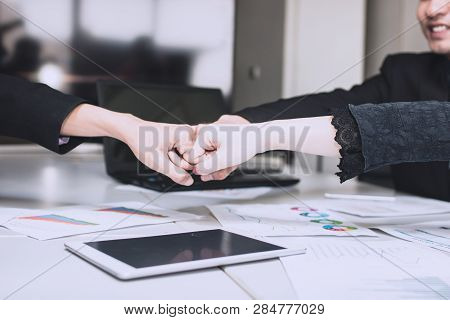 Pump Hand For Teamwork Concept As Business Meeting