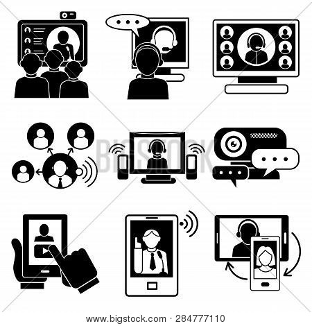 Webinar Icons Set. Simple Set Of Webinar Vector Icons For Web Design On White Background