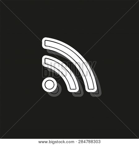 Simple Rss. White Flat Pictogram On Black - Simple Icon