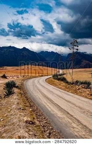 Road among mountanious Peru landscape