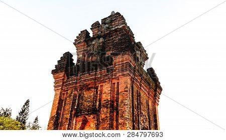 Nhan Tower Or Thap Nhan In Phu Yen, Vietnam. Great Destinaton Must Visit At Night