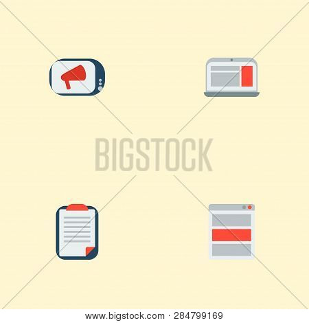 Set Of Advertising Icons Flat Style Symbols With Ad Banner, Ads, Client Brief And Other Icons For Yo