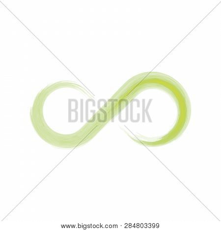 Green Infinity Symbol Icon. Hand Drawn Watercolor Vectori Illustration