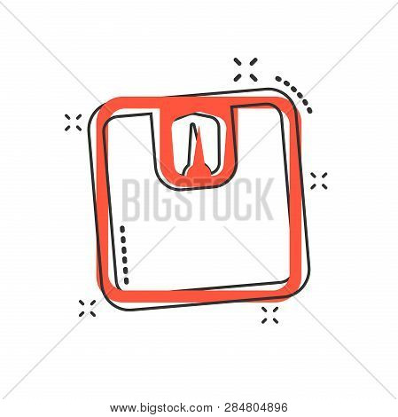 Vector Cartoon Bathroom Scale Weigher Icon In Comic Style. Weigher Sign Illustration Pictogram. Bala