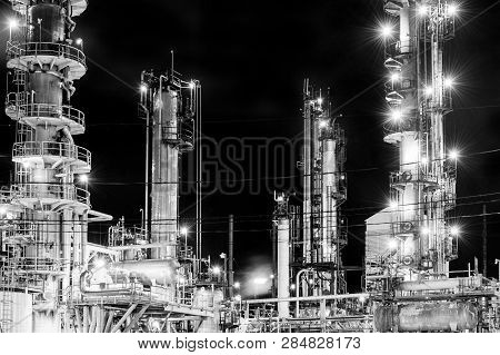 Lights Of Oil Refinery Near Halifax, Nova Scotia, Canada