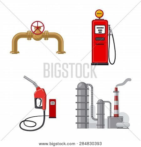 Vector Design Of Oil And Gas Symbol. Set Of Oil And Petrol Stock Vector Illustration.