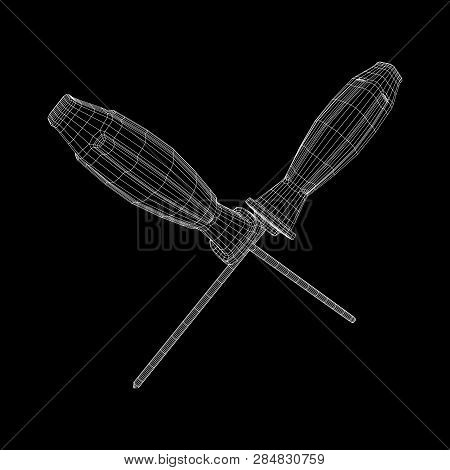 Crosshead Screwdriver. Handyman Tool For Home Repair. Maintenance Themed Abstract Model Wireframe Lo
