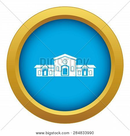 Railway Station Building Icon Blue Vector Isolated On White Background For Any Design