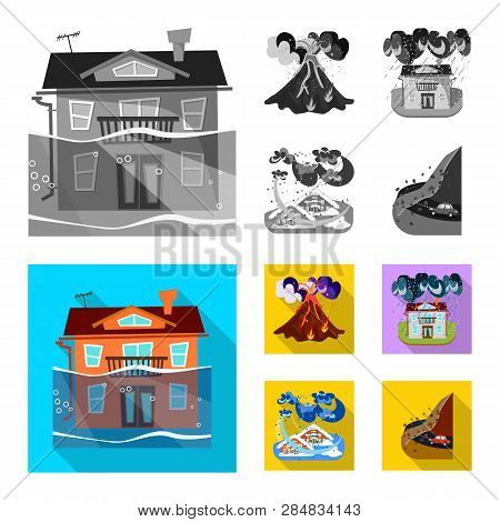 Isolated Object Of Weather And Distress Icon. Set Of Weather And Crash Vector Icon For Stock.