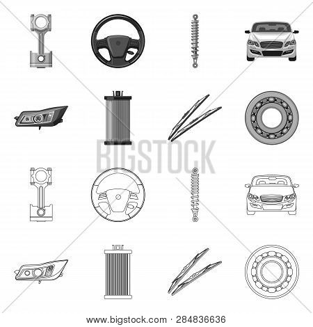Vector Illustration Of Auto And Part Logo. Set Of Auto And Car Stock Vector Illustration.