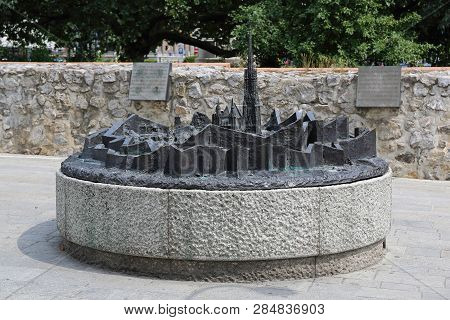 Vienna, Austria - July 12, 2015: Model Of St Stephen Cathedral On Lueger Platz In Vienna, Austria.