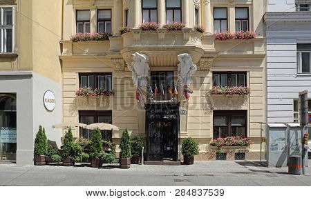 Vienna, Austria - July 12, 2015: Neo Baroque Hotel Zur Wiener Staatsoper At Krugerstrabe Street In V