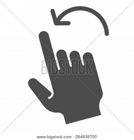 Flick Left Gesture Solid Icon. Swipe To Left Vector Illustration Isolated On White. Click Glyph Styl