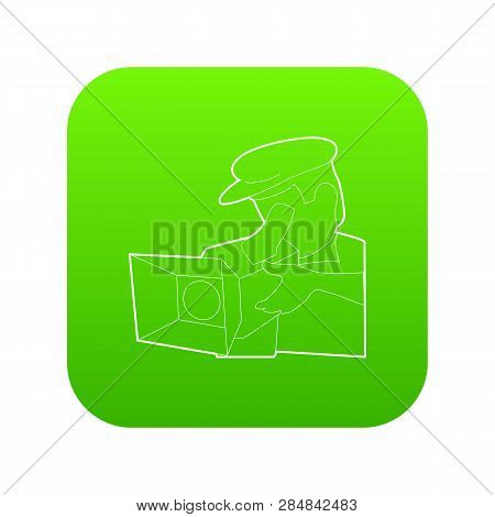 Film Director Icon Green Vector Isolated On White Background
