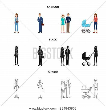 Vector Design Of Character And Avatar  Sign. Set Of Character And Portrait Stock Vector Illustration