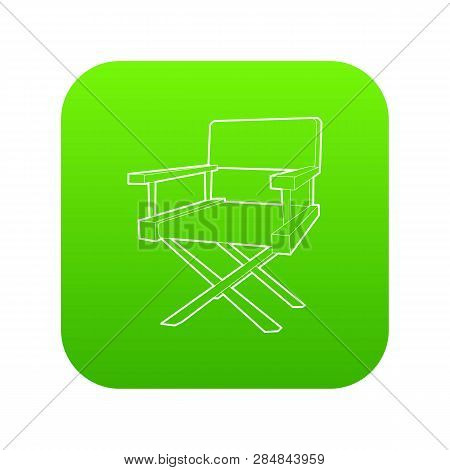 Film Director Chair Icon Green Vector Isolated On White Background