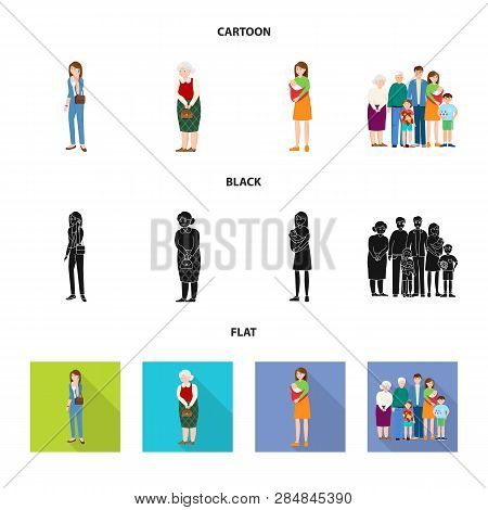 Isolated Object Of Character And Avatar  Sign. Collection Of Character And Portrait Stock Vector Ill