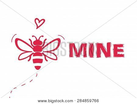 Red Hot Pink Heart Bee Mine Png Illustration
