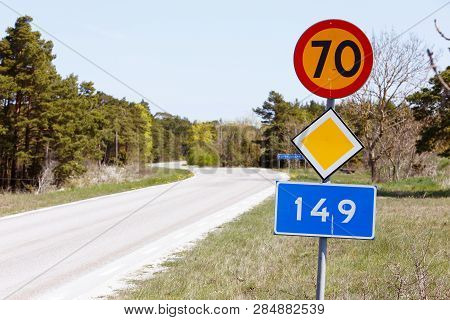 Primary Road Number 149 With Speed Limit 70 Kmh.