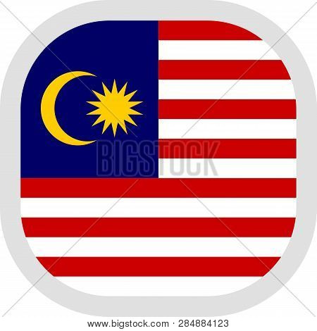 Icon Square Shape With Flag On White Background