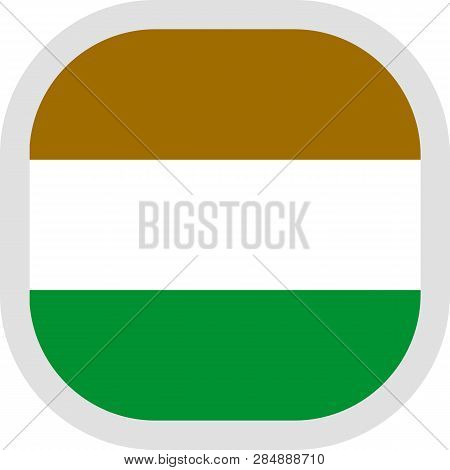 Icon Square Shape With Flag On White Background