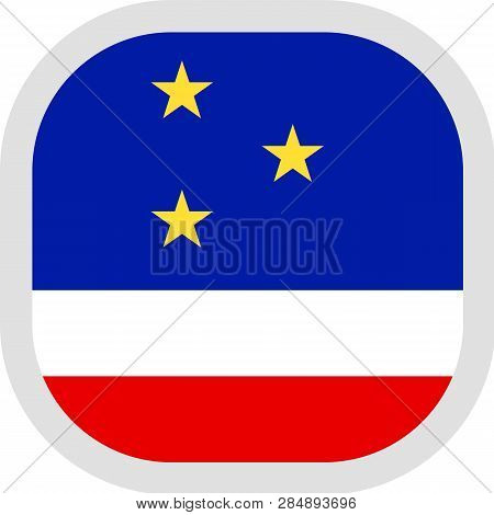 Icon Square Shape With Flag On White Background