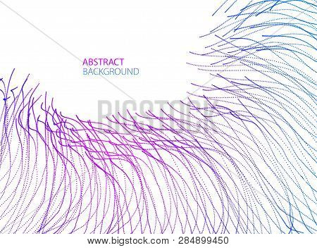 3d Particles Mesh Array, Sound Wave Flowing, Transparent Tulle Textile On Wind. Round Points Vector 