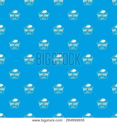 Bay Leaf Spice Pattern Vector Seamless Blue Repeat For Any Use