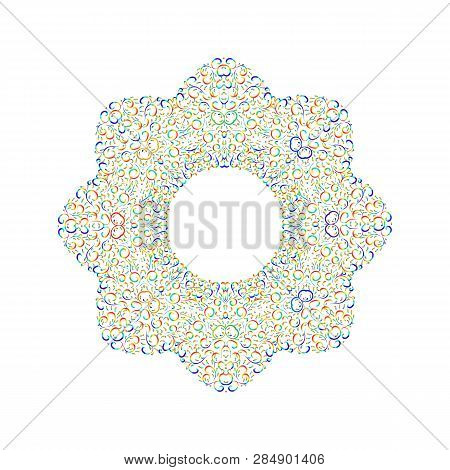 Ethnic Seamless Nature Pattern Ornament. Leaves Art Mandala Circle. Vector Pattern. Lgbt Color Vinta