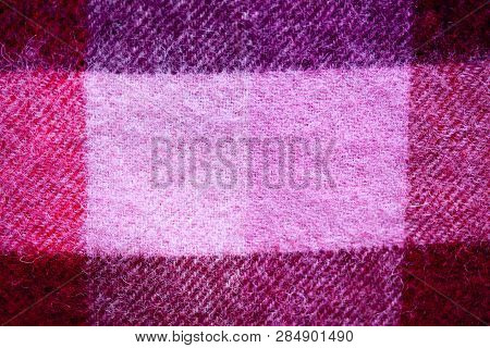 Close Up Of Traditional Scottish Woolen Tartan Fabric