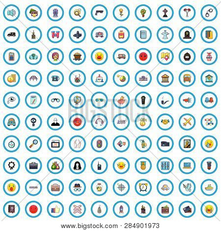 100 Antiterrorism Icons Set. Cartoon Illustration Of 100 Antiterrorism Vector Icons Isolated On Whit