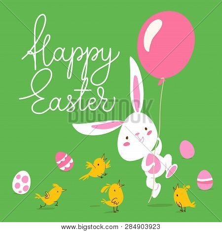 Vector Spring Easter Card With Rabbit And