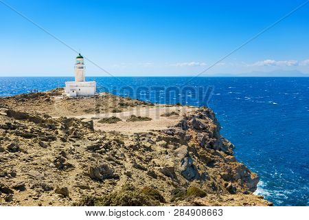 White Lighthouse In Prasonisi National Park – Southest Spot Of Island (rhodes, Greece)