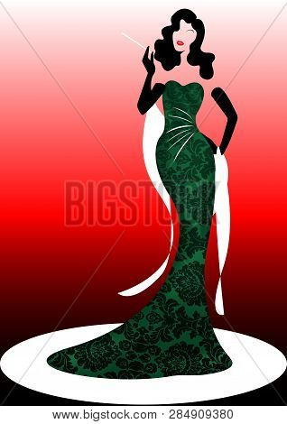Shop Logo Fashion Woman, Colorful Silhouette Diva. Company Brand Name Design, Beautiful Luxury Cover
