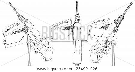 Machine Gun Vector. Isolated On White Background.