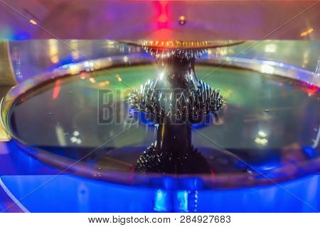 Ferromagnetic Fluid Magnetized By A Magnet In A Science Museum