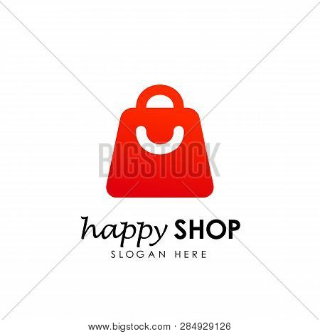 Happy Shop Logo Design Template. Shopping Logo Design Stock