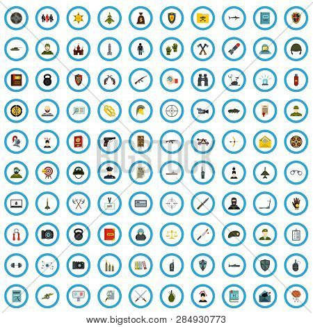 100 Antiterrorism Book Icons Set In Flat Style For Any Design Vector Illustration