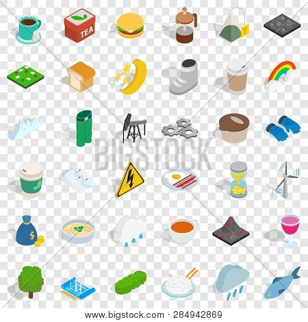 Winter Drink Icons Set. Isometric Style Of 36 Winter Drink Vector Icons For Web For Any Design