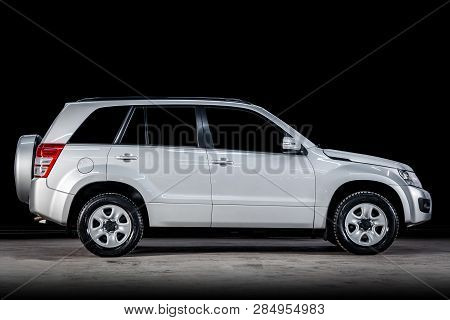 Novosibirsk, Russia - February 14, 2019:  Suzuki Grand Vitara, Side View. Photography Of A Modern Ca