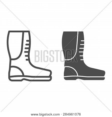 Autamn Boots Line And Glyph Icon. Rubber Boots Vector Illustration Isolated On White. Protective Foo