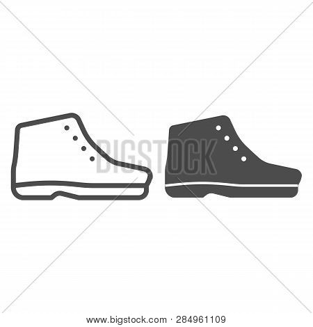 Autamn Boots Line And Glyph Icon. Cold Season Boots Vector Illustration Isolated On White. Footwear 