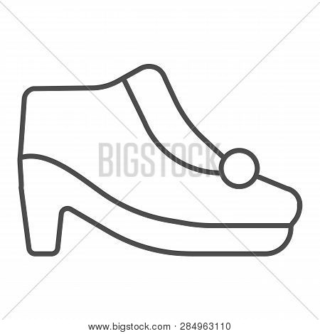 Autamn Shoes On Heels Thin Line Icon. Warm Woman Shoes Vector Illustration Isolated On White. Female