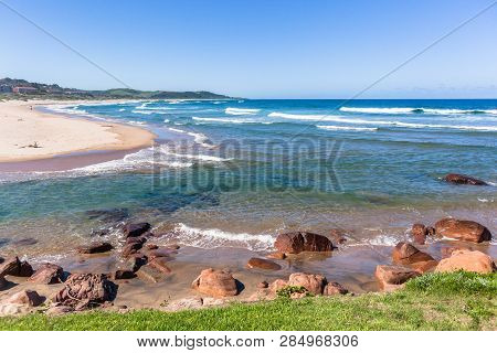 Scenic Beach Blue Ocean River Mouth