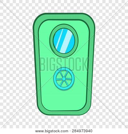 Door With Window And Lock Wheel Icon In Cartoon Style On A Background For Any Web Design