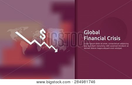 Business Finance Crisis Concept. Money Fall Down With Arrow Decrease Symbol. Economy Stretching Risi