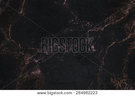 Black Texture with Pink Gold. Luxury Texture. Black Gold Background.