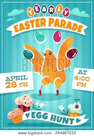 Cartoon Poster With An Invitation To The Easter Holiday