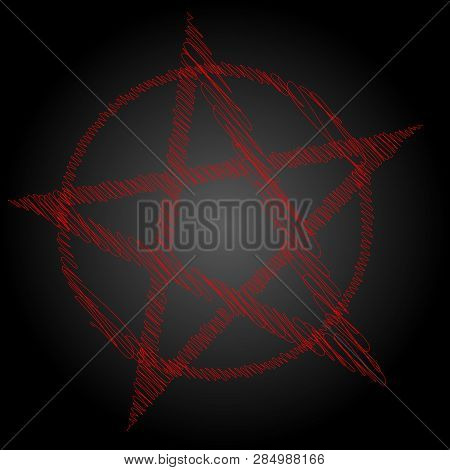 Pentagram Or Pentalpha Or Pentangle. Dot Work Ancient Pagan Symbol Of Five-pointed Star Isolated Ill